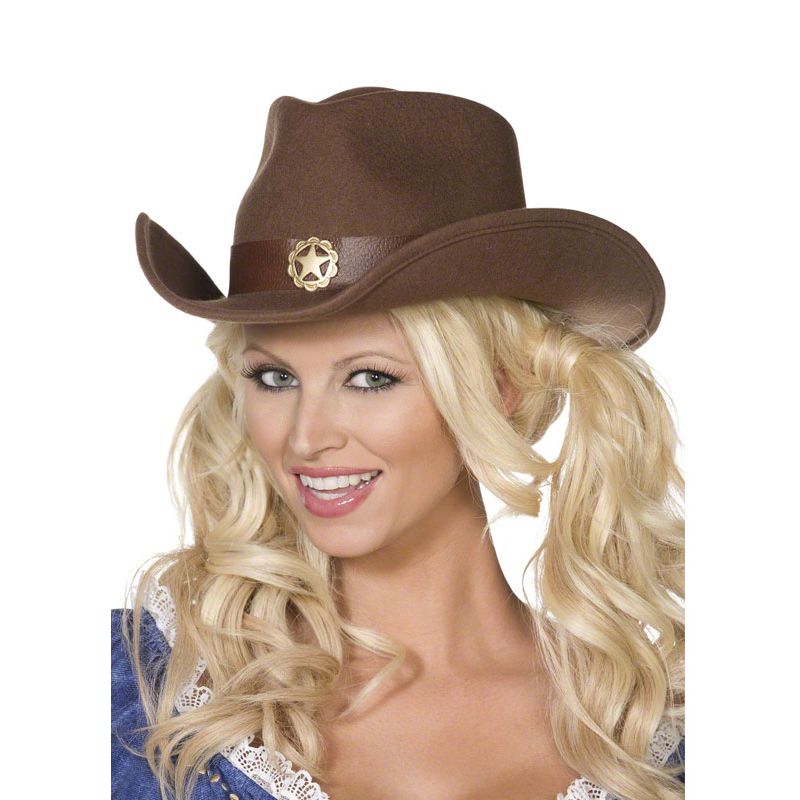 Brown Cowgirl Hat Faux Suede