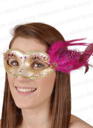 Laura Dark Pink Masquerade Eye Mask 