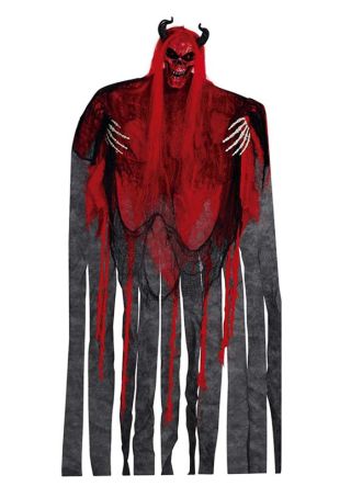 Life-Size Hanging Demon Skeleton with LED Eyes – 150cm