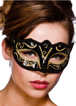 Calypso Masquerade Eye Mask - Black & Gold
