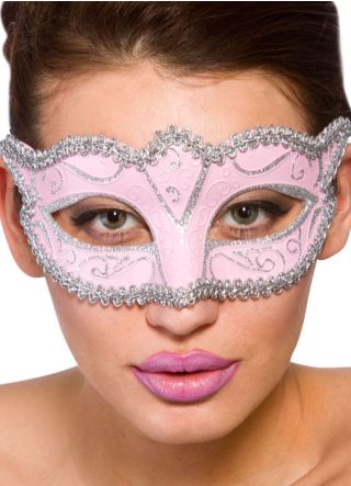 Calypso Masquerade Eye Mask - Pink & Silver