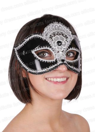 Lily Black and Silver Masquerade Eye Mask 