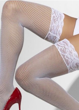 Black Fishnet Stockings Hold-Ups - Dress Size 6-14