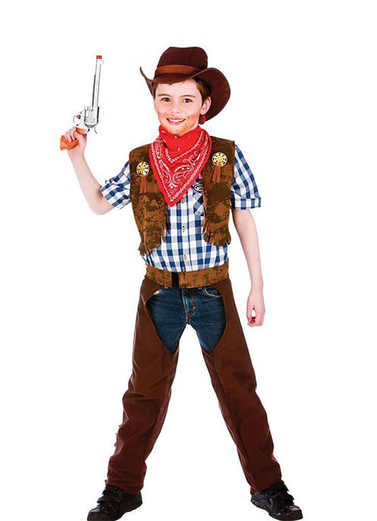 Wild West Boys Cowboy Costume- Check Shirt
